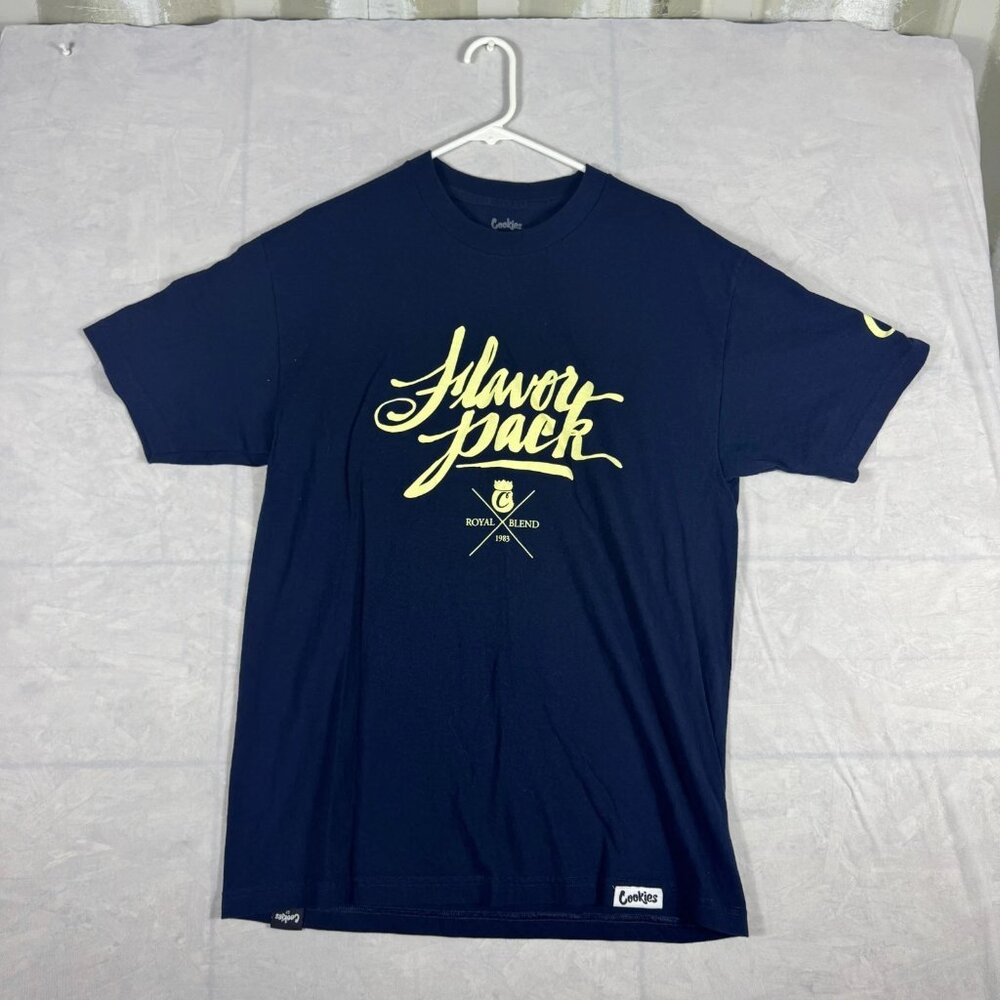 Cookies Men's T-Shirt Blue Cotton Flavor Pack‎ Royal Blend Graphic Tee Large